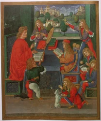 Massimiliano Sforza als Schüler mit seinem Lehrer Gian Antonio Secco